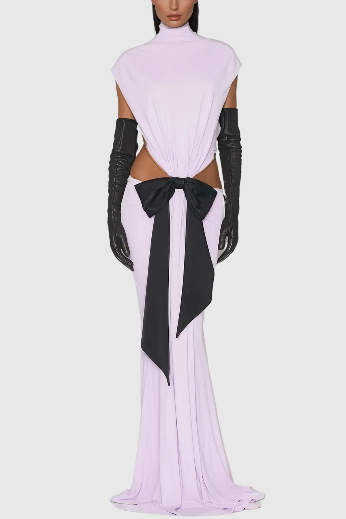 Purple Lace-Up Cutout Maxi Dress