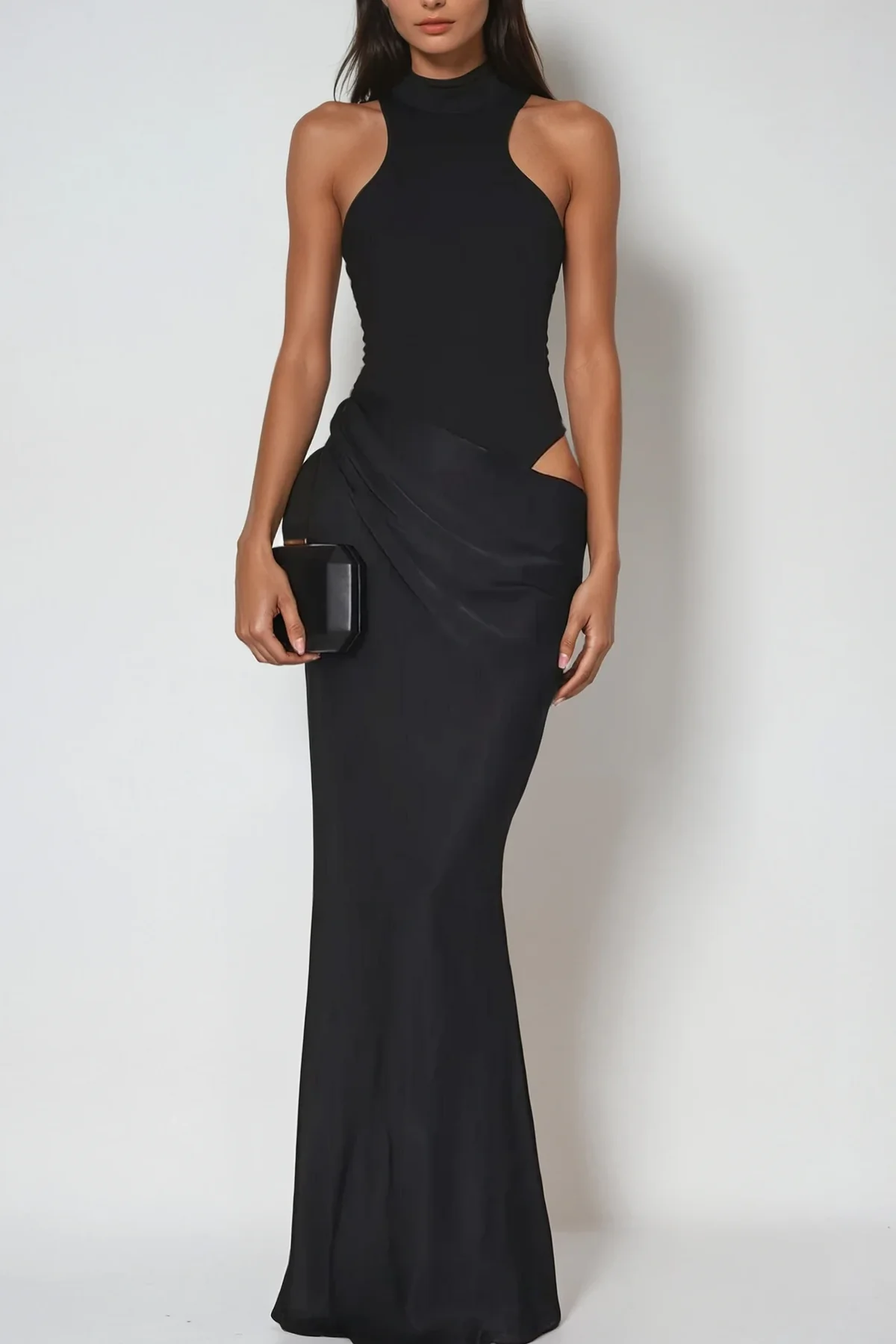 Black Satin Tank Top Maxi Dress - Elegant & Versatile Style