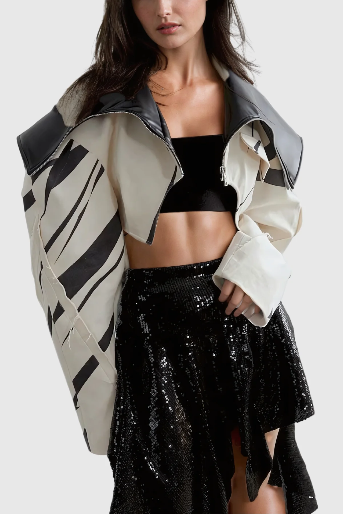 White Striped Leather Jacket for Stylish Outfits