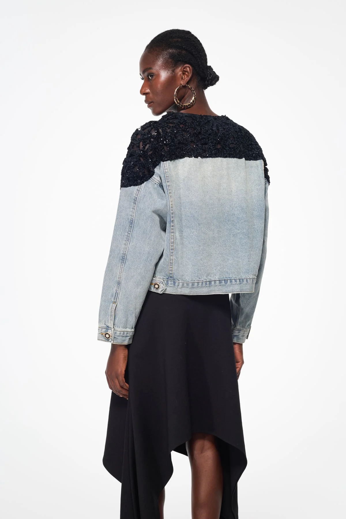 Chic Embroidered Sequin Denim Jacket