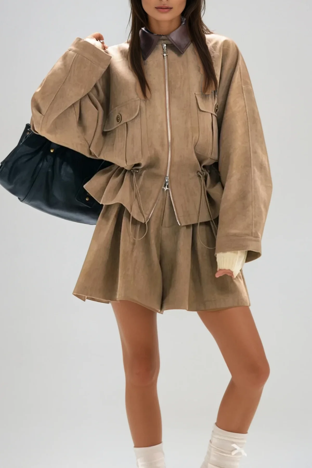 Sophisticated Ruched Ruffle Pants Set