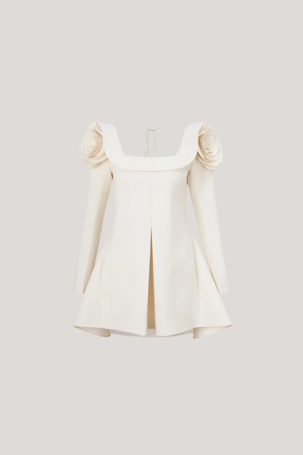 White Floral Square Neckline Mini Dress