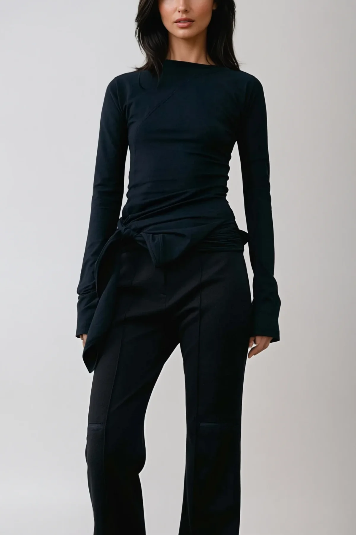 Black Fringe Asymmetric Bodycon Top - Elegant & Versatile