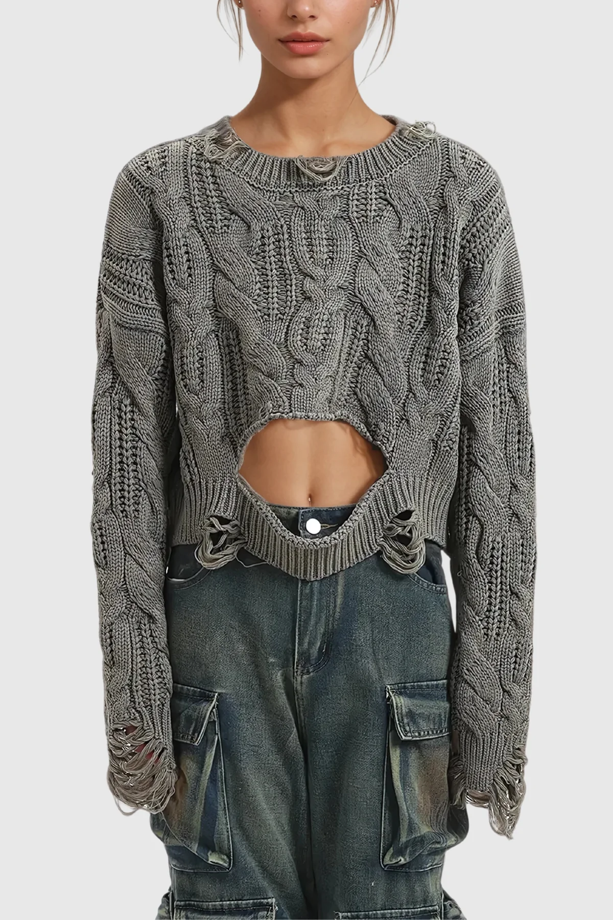 Almondine Asymmetric Knit Top in Gray | Soft & Stylish