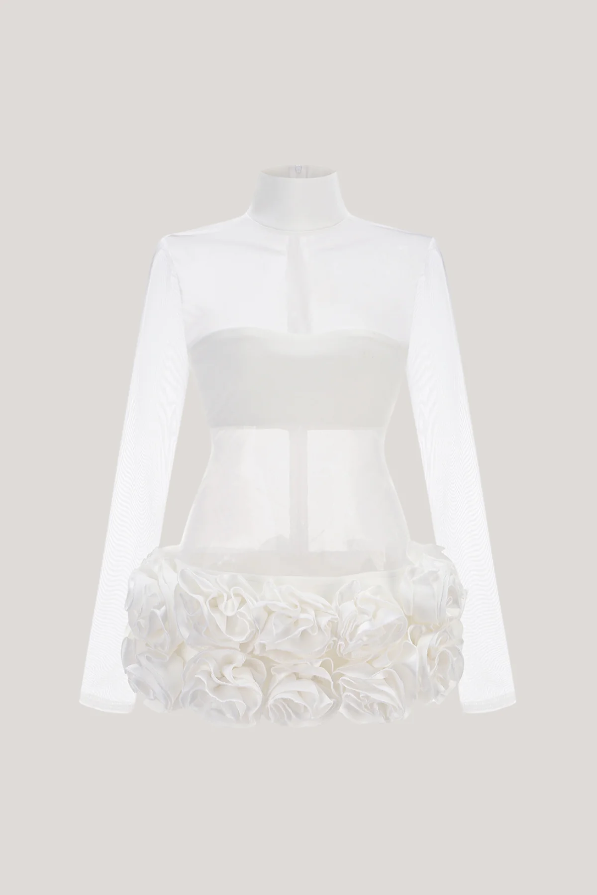 Floral Mesh Mini Dress with Slight Stretch