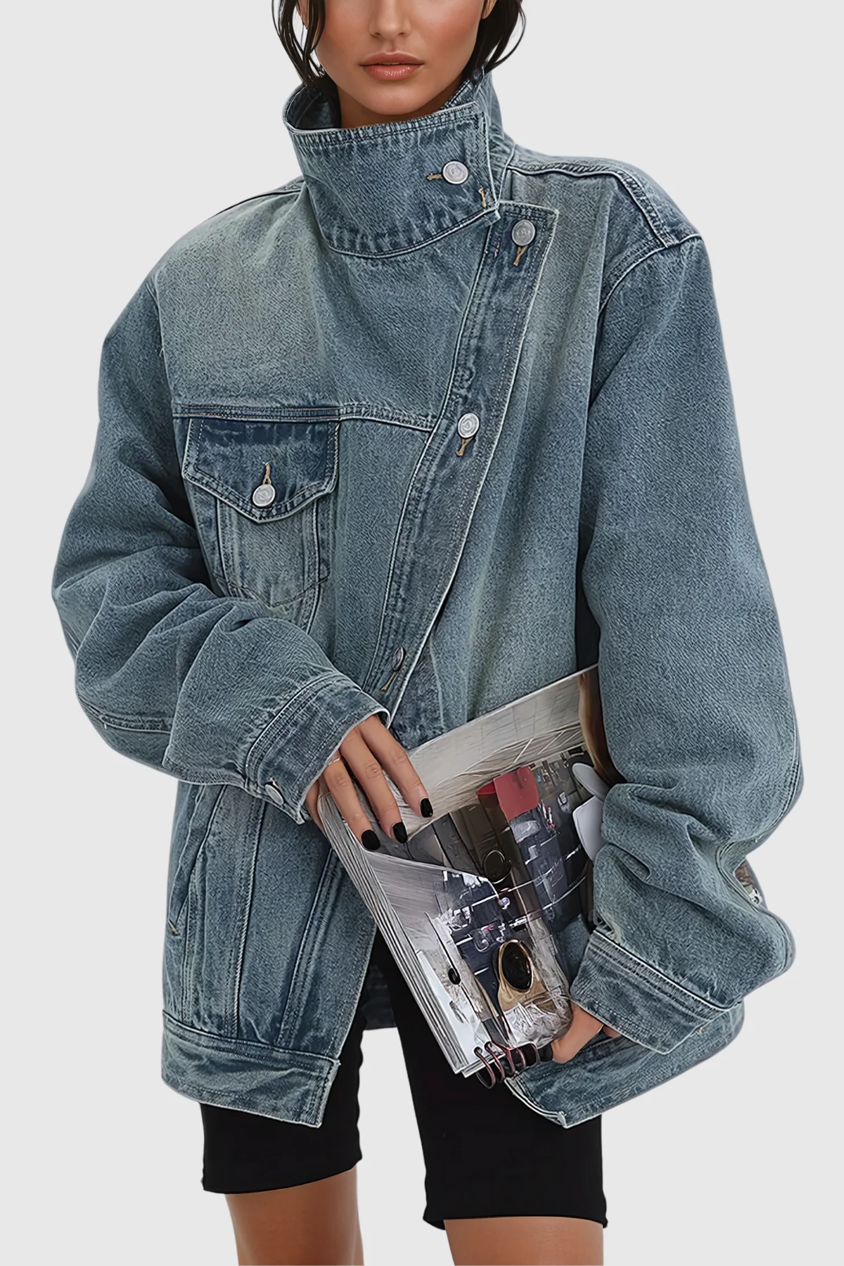 Denim Asymmetric Style Jacket - Fashionable & Durable Design