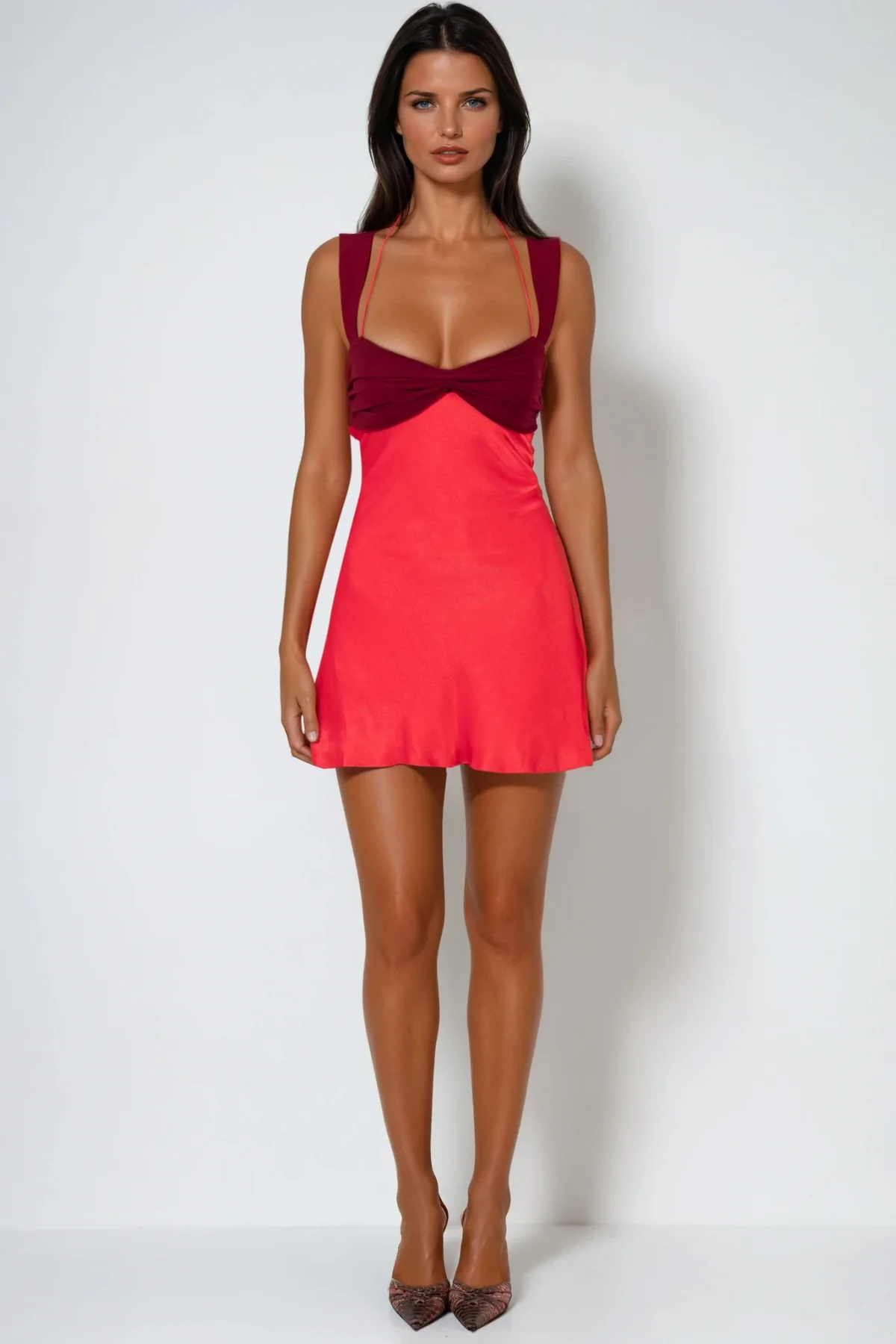 Red Ruffle Lace-Up Bodycon Mini Dress - Elegant Evening Wear