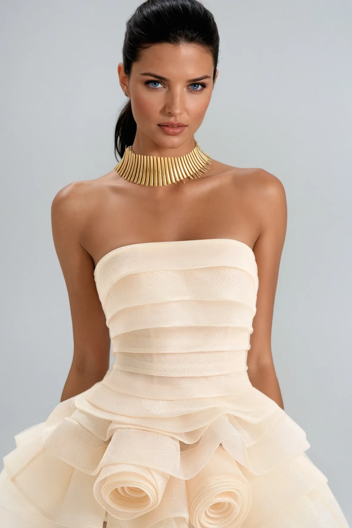 Floral Ruffle Mini Dress - Elegant Strapless Design