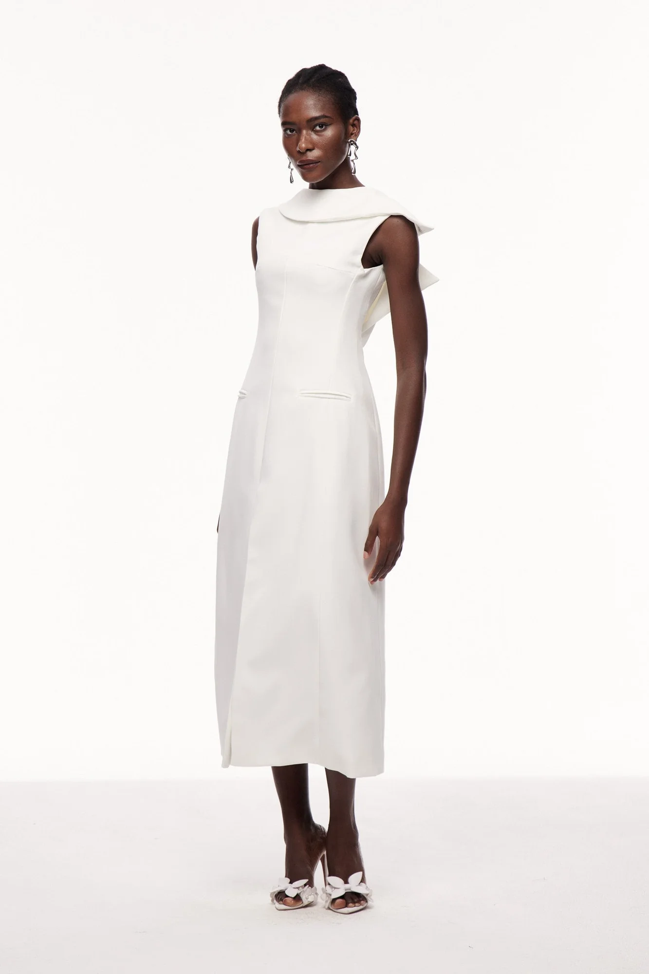 Elegant White Maxi Dress with Asymmetric Design