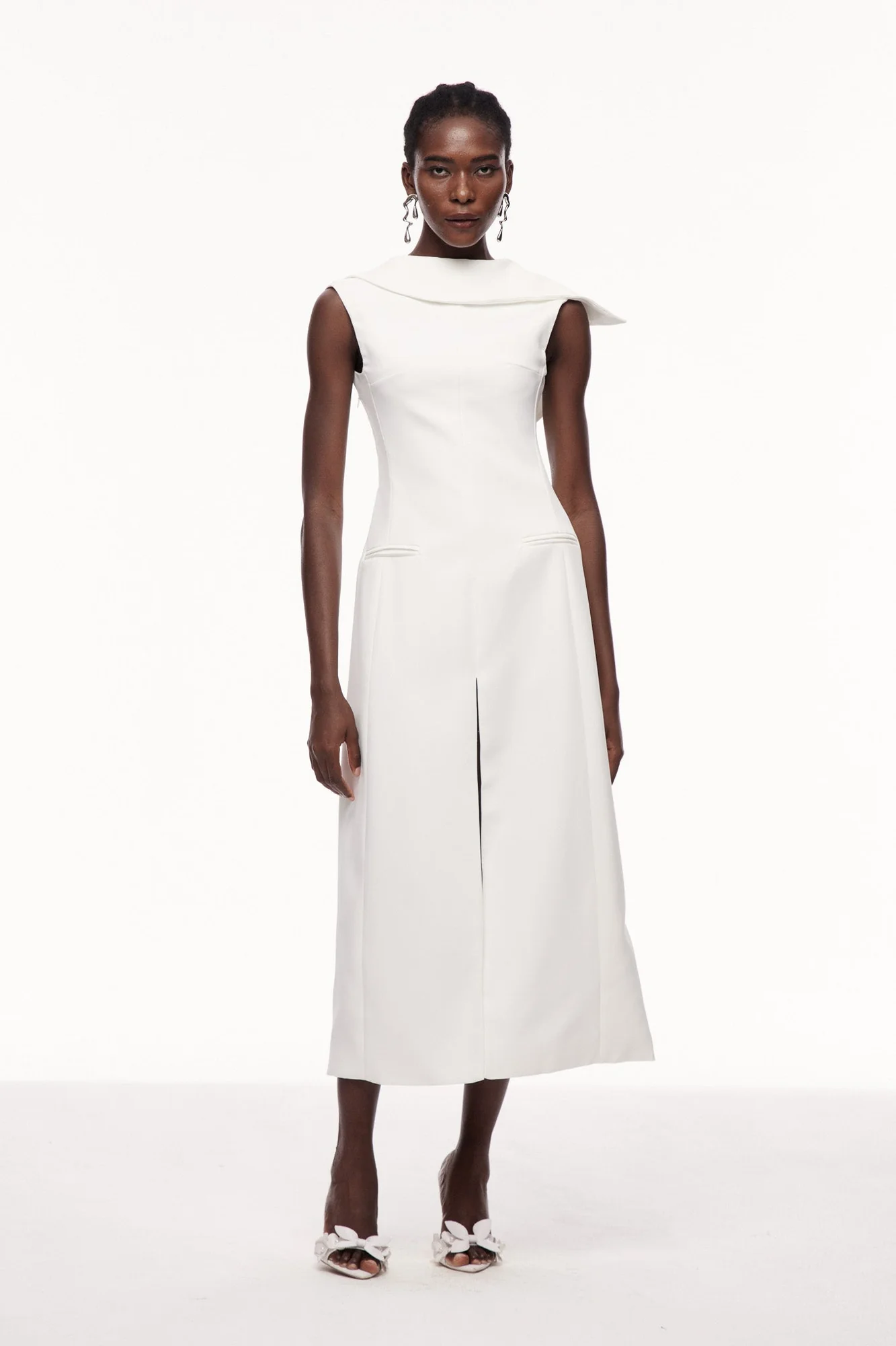 Elegant White Maxi Dress with Asymmetric Design