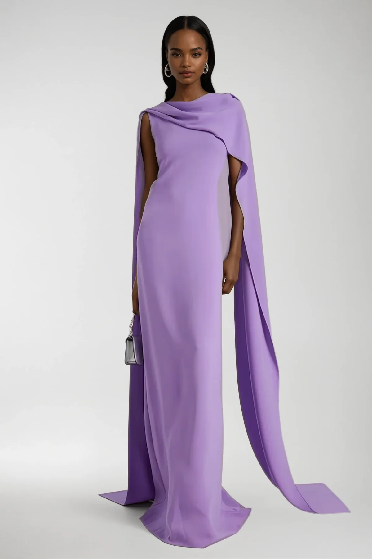 Purple Shawl Sleeveless Maxi Dress - Chic Elegant Design