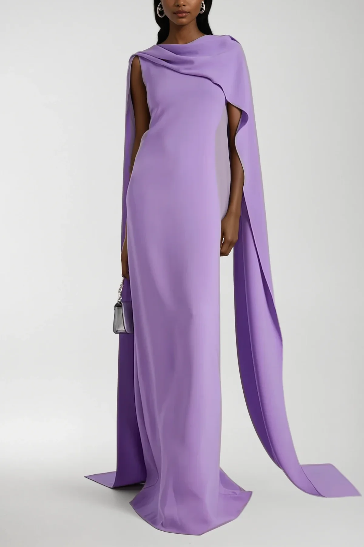 Purple Shawl Sleeveless Maxi Dress - Chic Elegant Design
