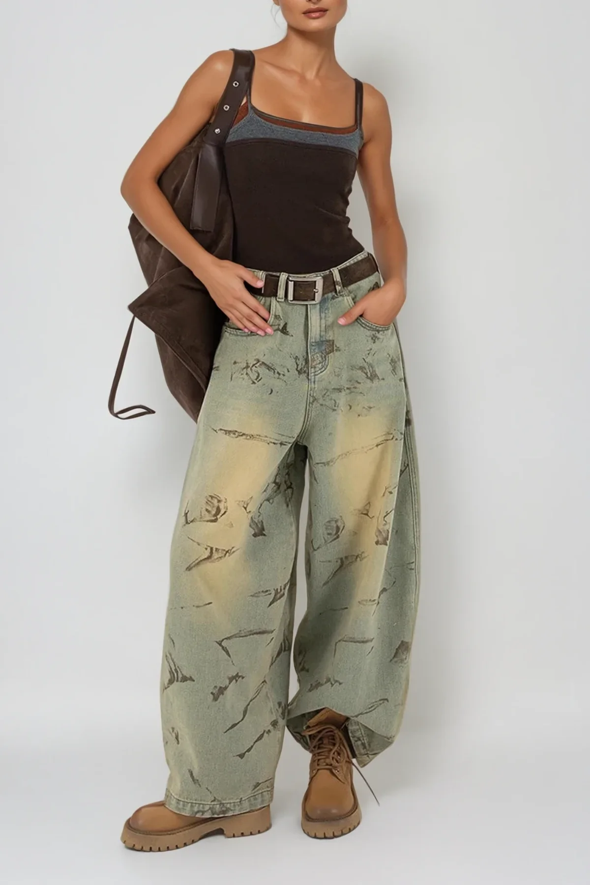 Blue Printed Baggy Jeans for Stylish Individuals