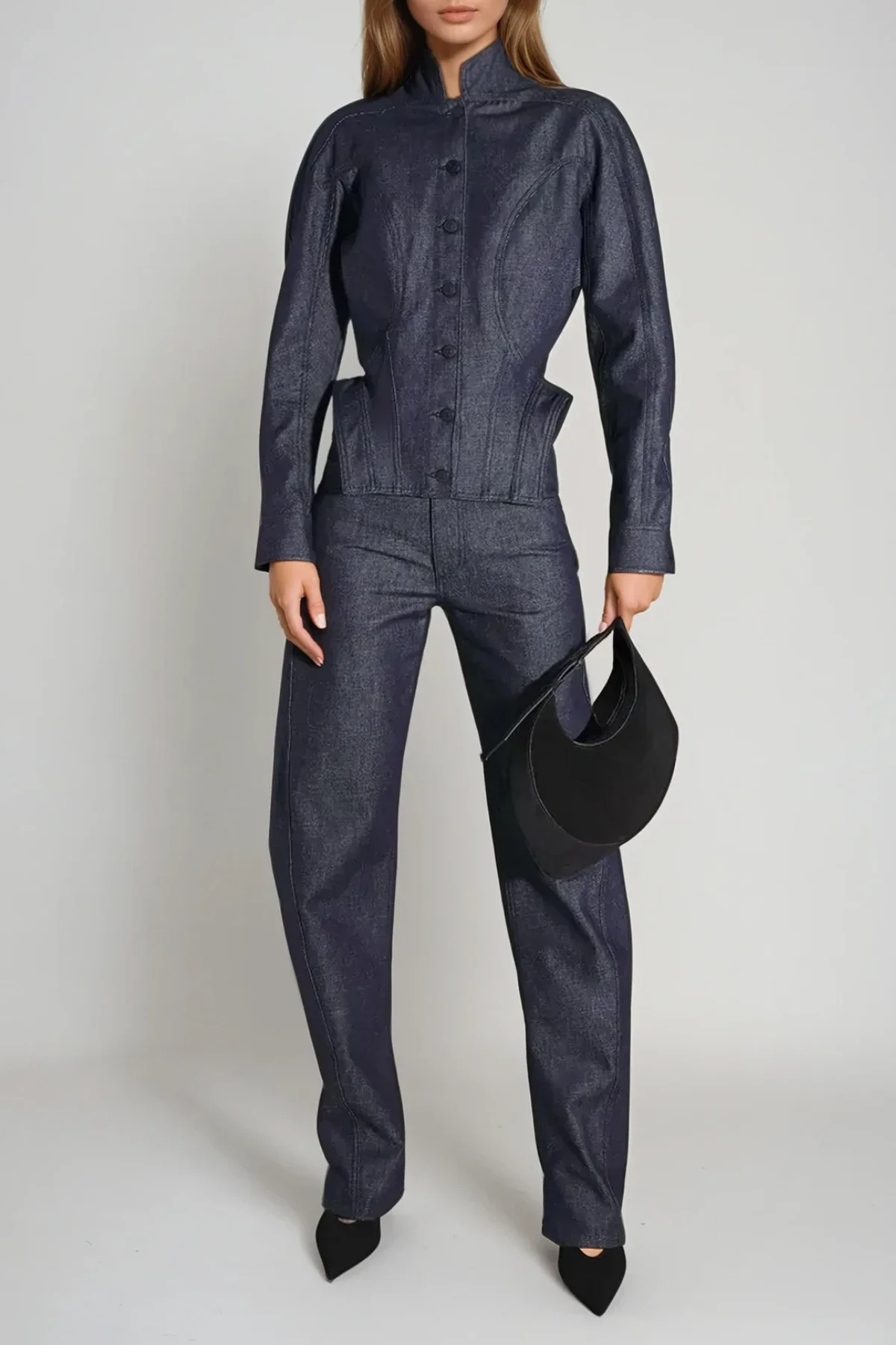 Deep Blue Denim Pants Set - Refined Comfort and Durability