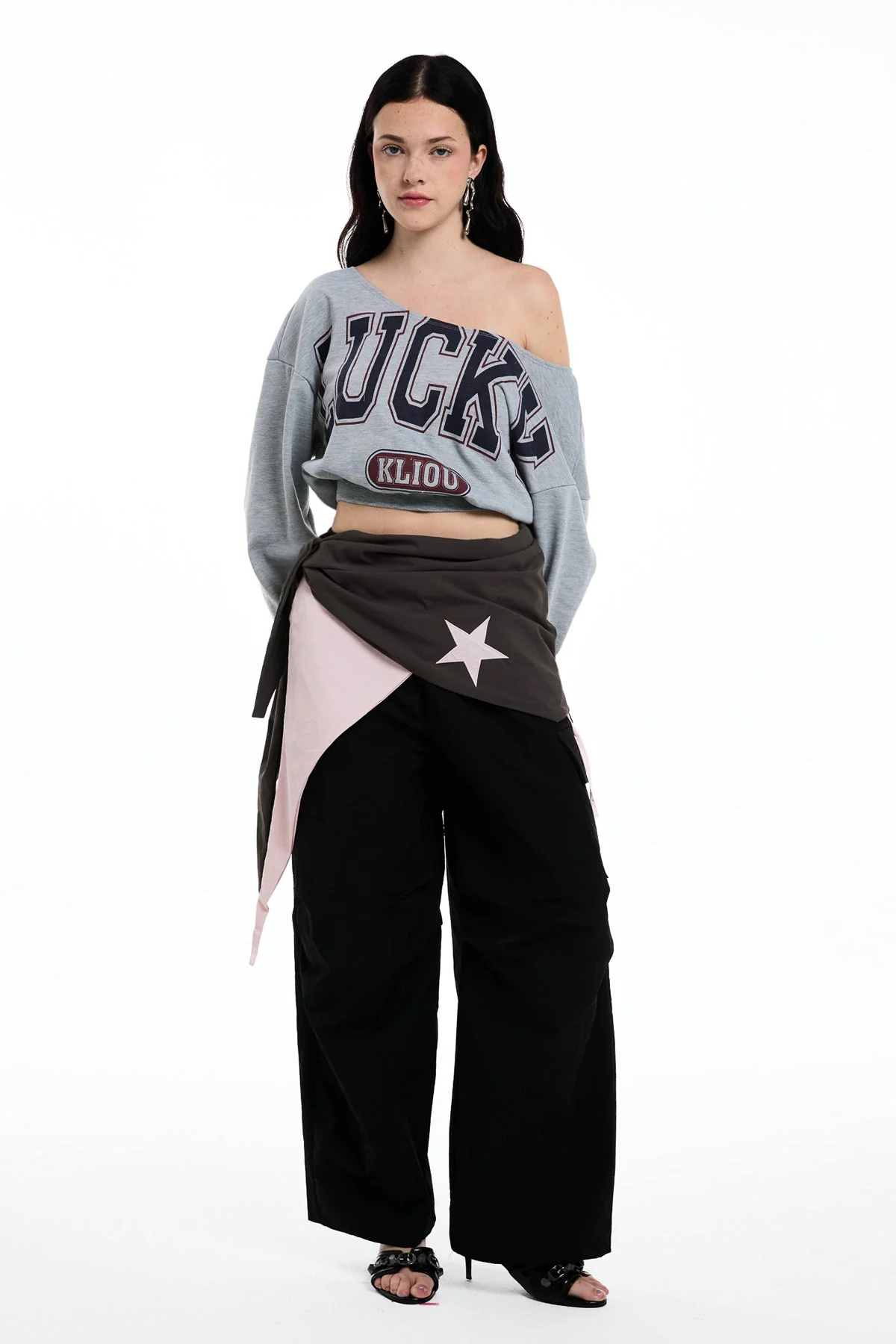 Asymmetric Star Wide Leg Pants in Black - Urban Edge Style