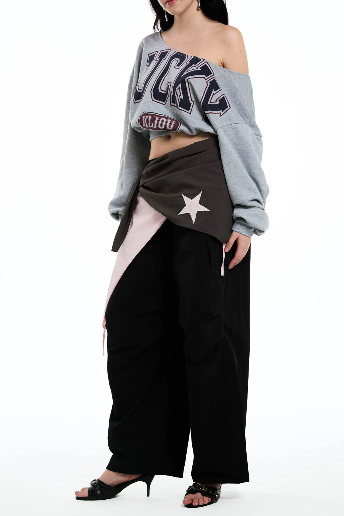 Asymmetric Star Wide Leg Pants in Black - Urban Edge Style