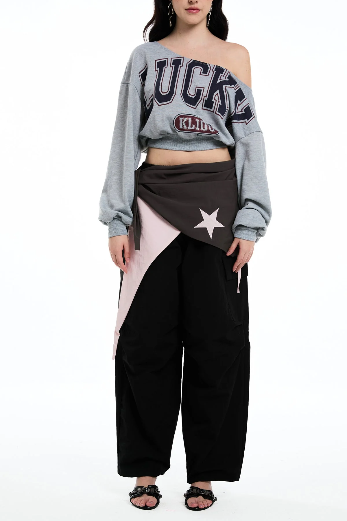 Asymmetric Star Wide Leg Pants in Black - Urban Edge Style