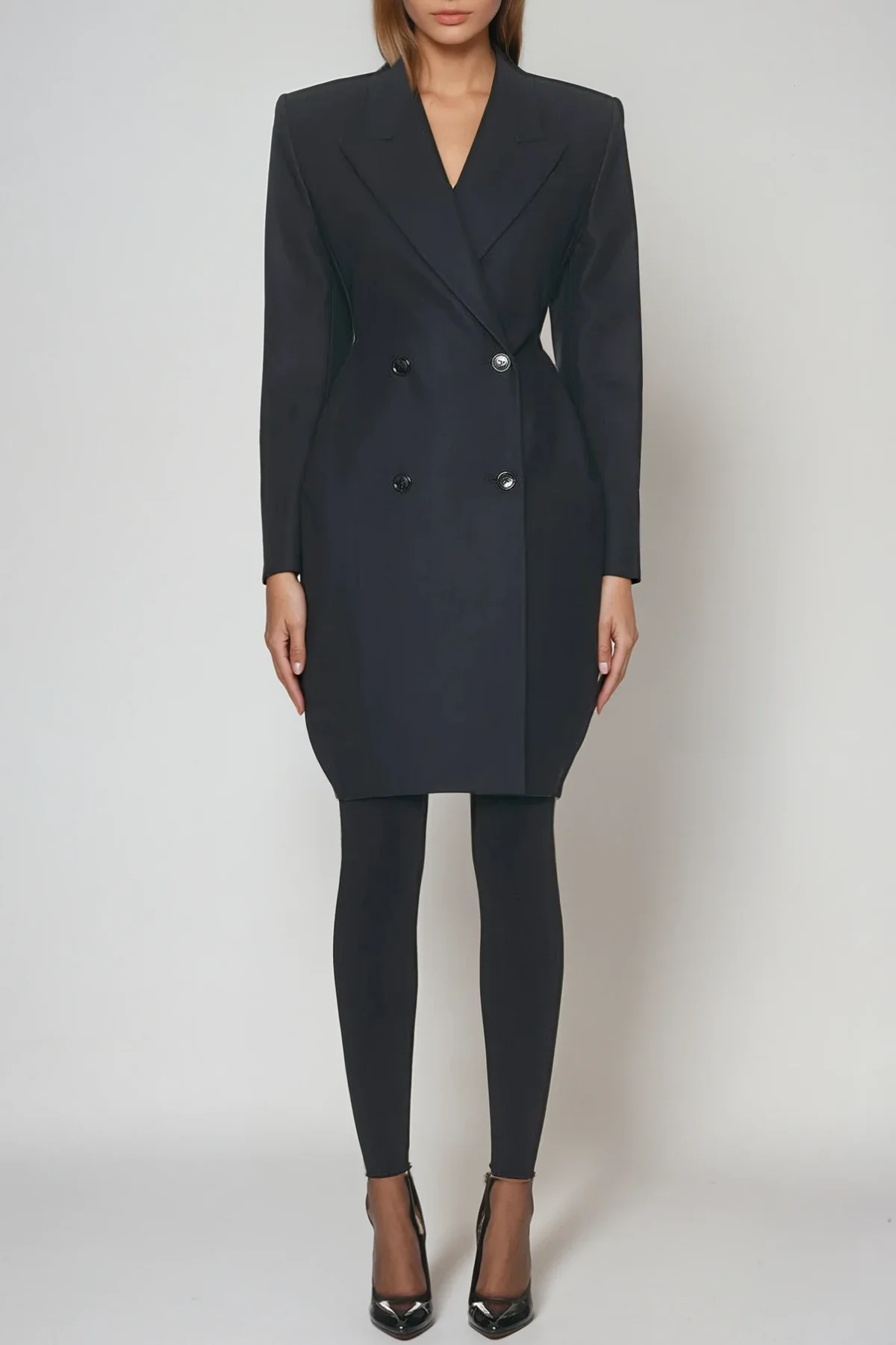 Modern Lapel Double Breasted Blazer in Black for Men