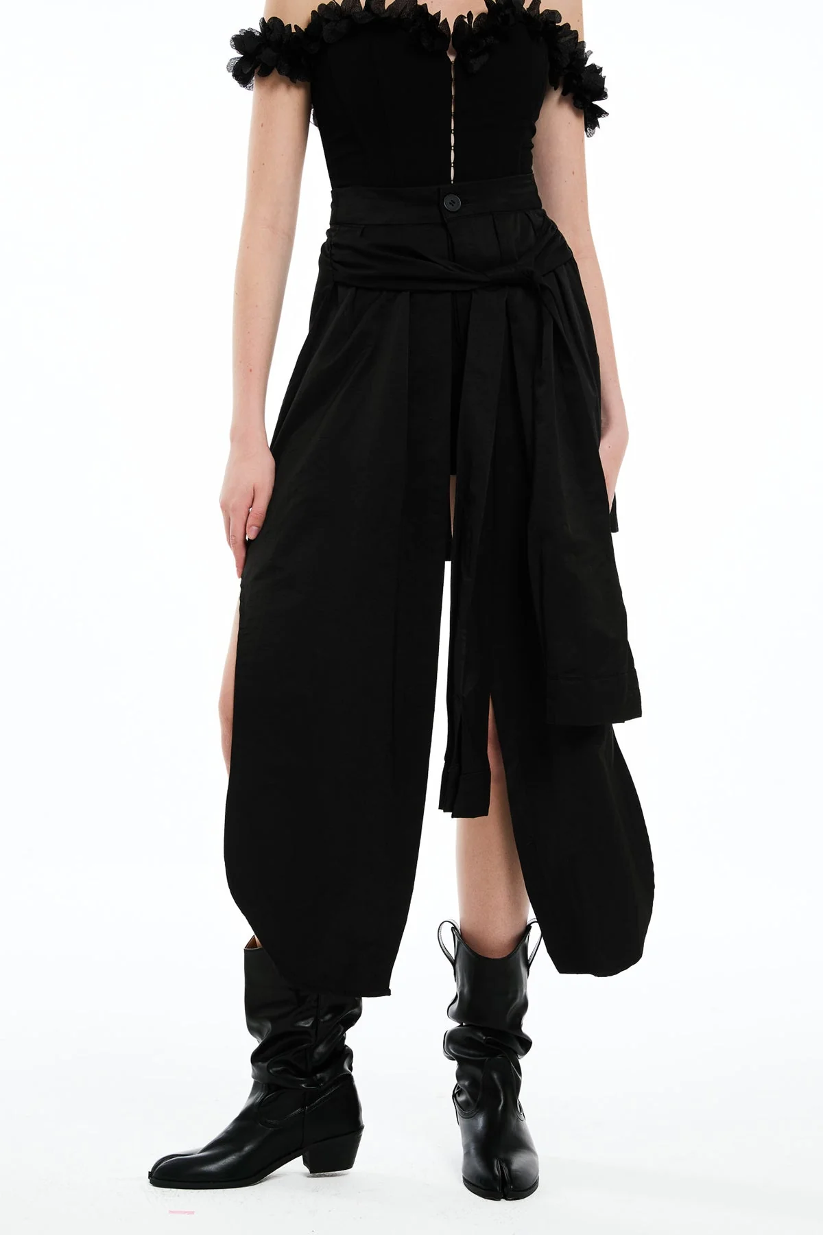 Black Asymmetric Fringe Maxi Skirt - Urban Edge Style