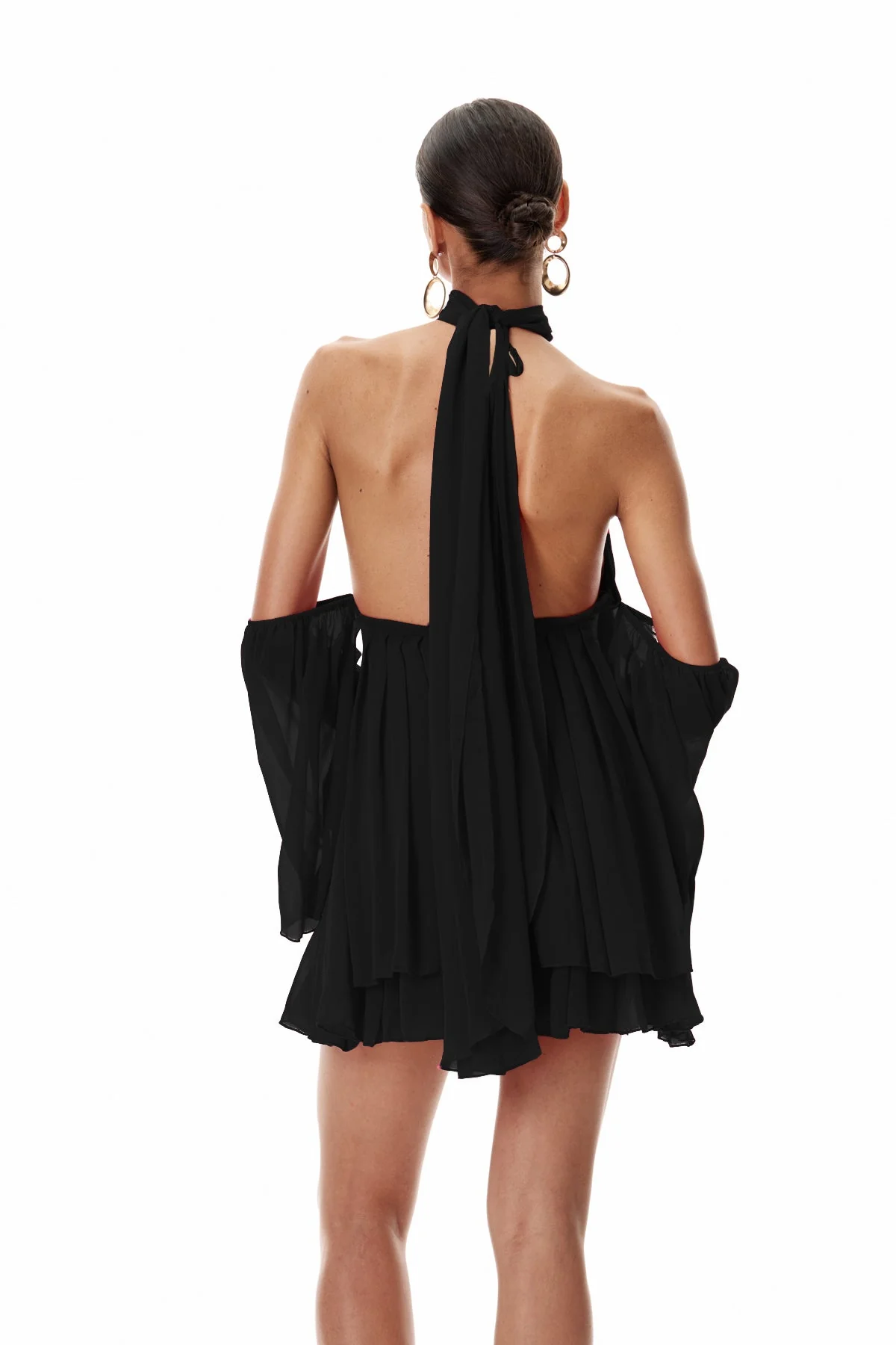 Elegant Black Off Shoulder Ruched Mini Dress