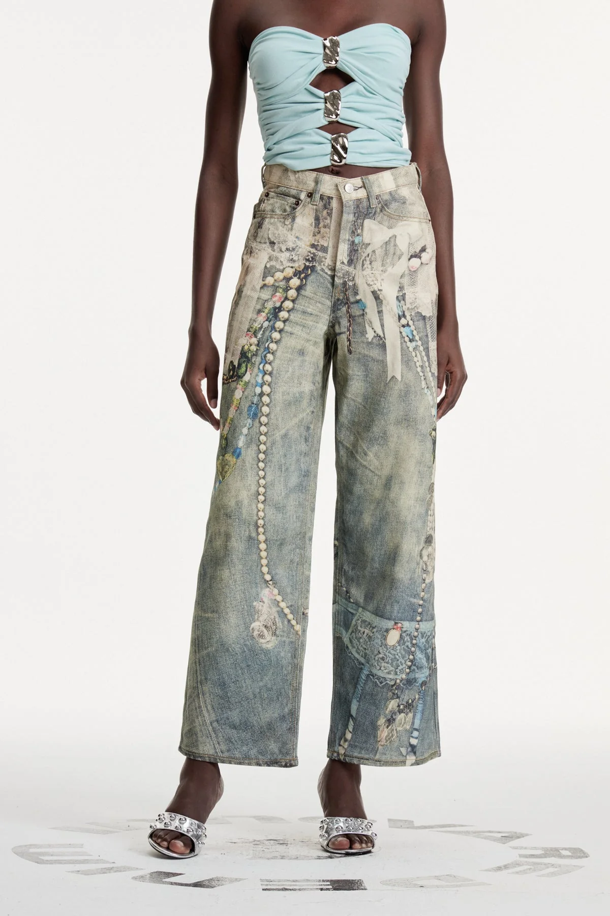 Denim Print Jeans in Urban Blue Style - Tailored Fit