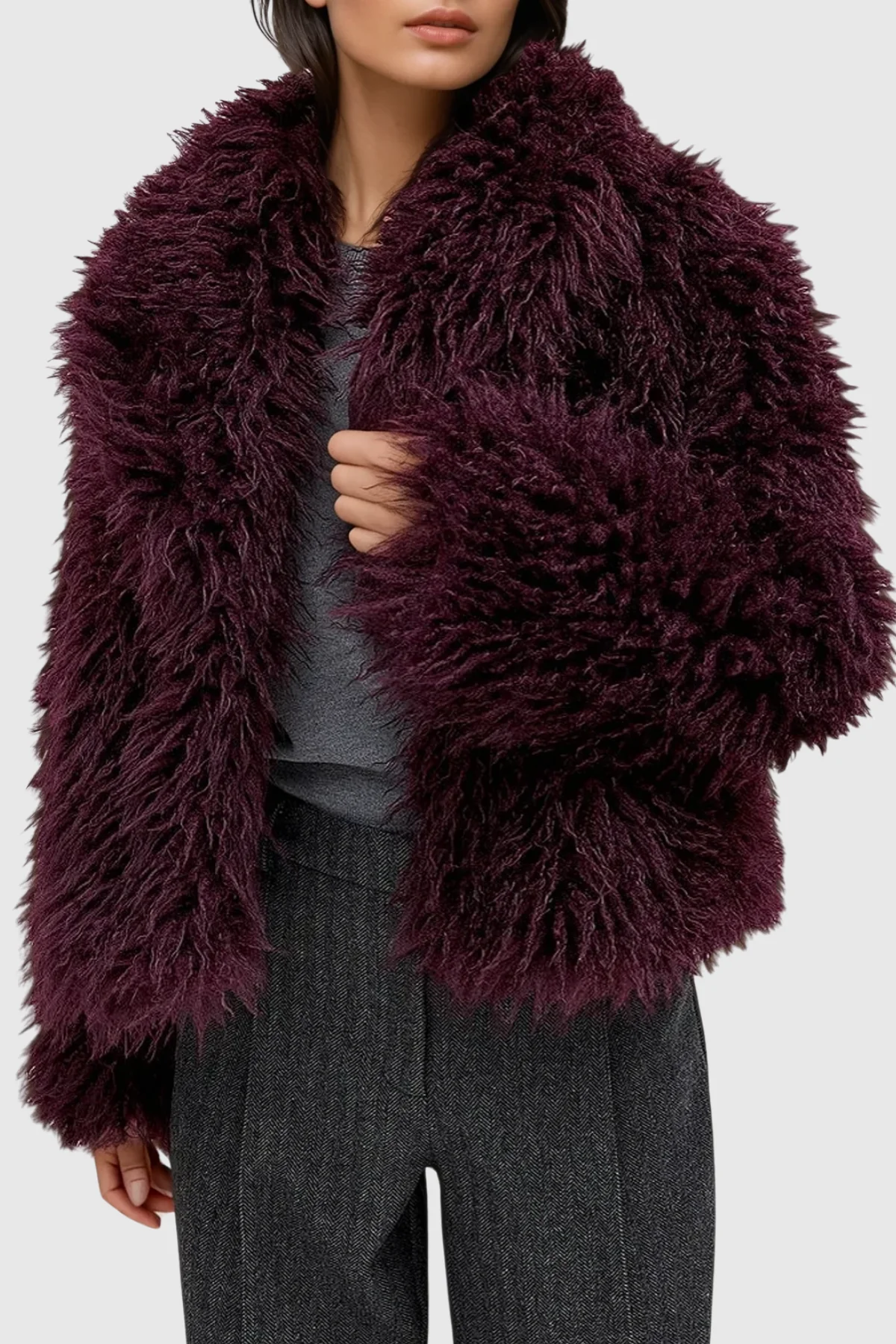 Luxurious Red Faux Fur Jacket for Modern Style