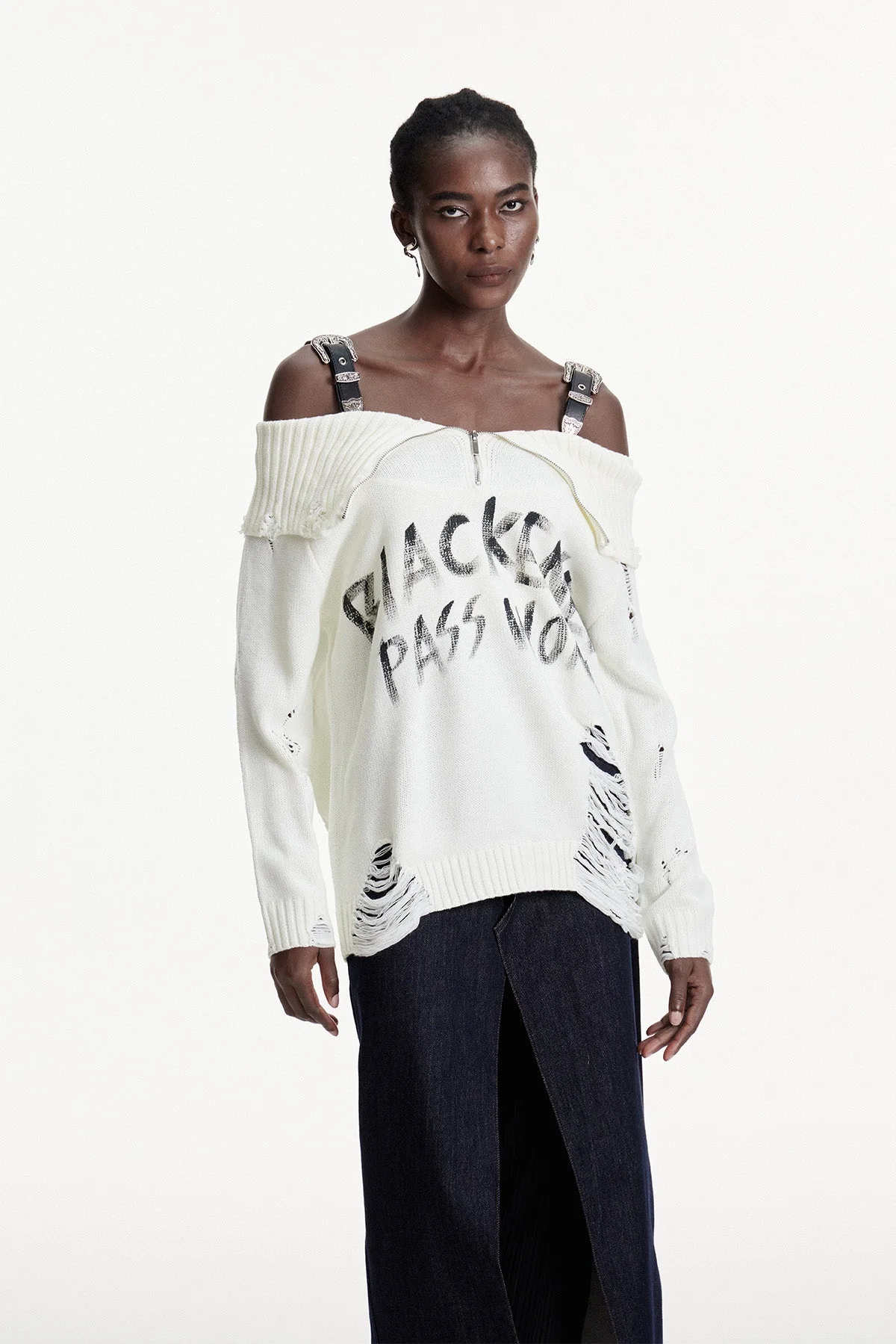 White Fringe Knit Off Shoulder Top - Comfort & Style