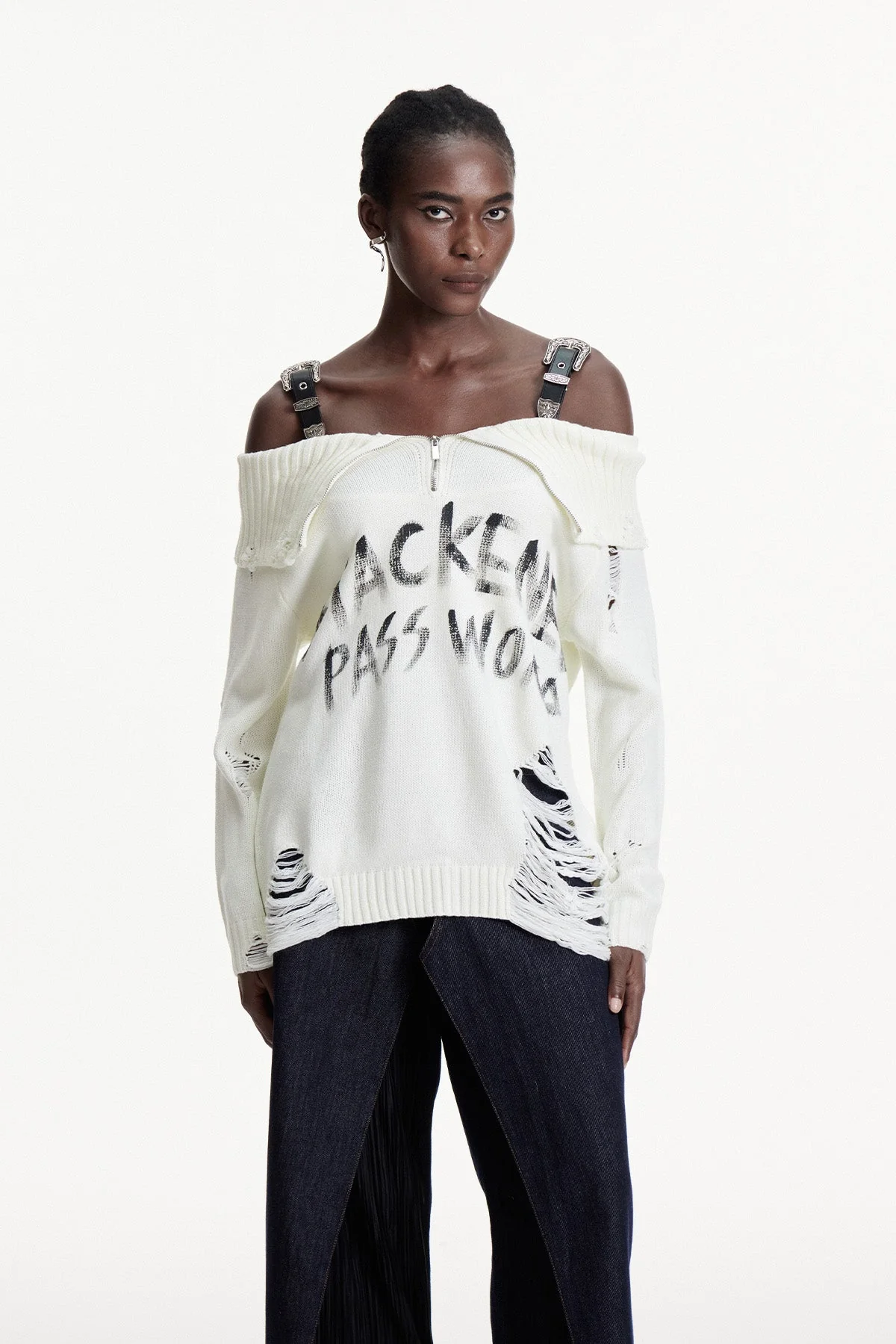 White Fringe Knit Off Shoulder Top - Comfort & Style