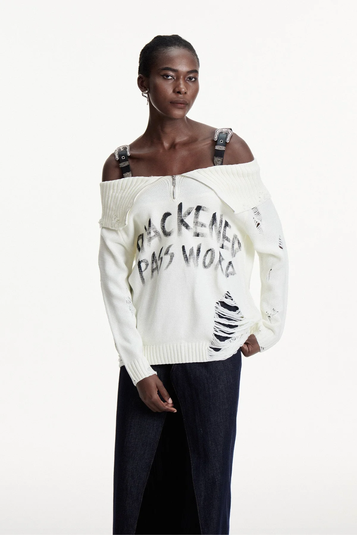 White Fringe Knit Off Shoulder Top - Comfort & Style