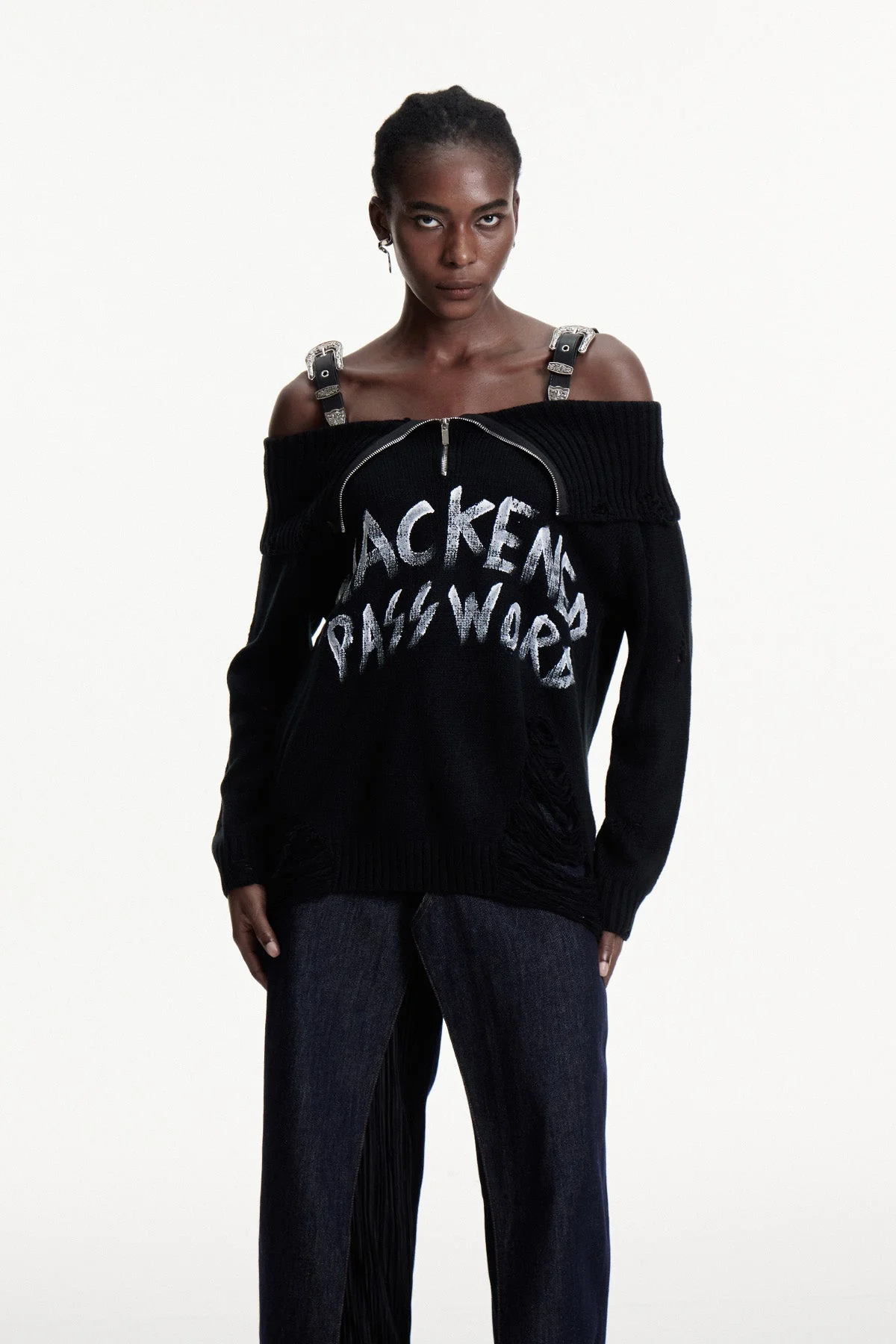 Black Knit Off-Shoulder Fringe Top - Stylish and Comfortable