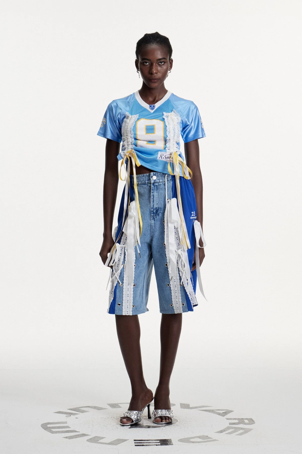 Distinctive Deconstruct Lace-Up Midi Jeans