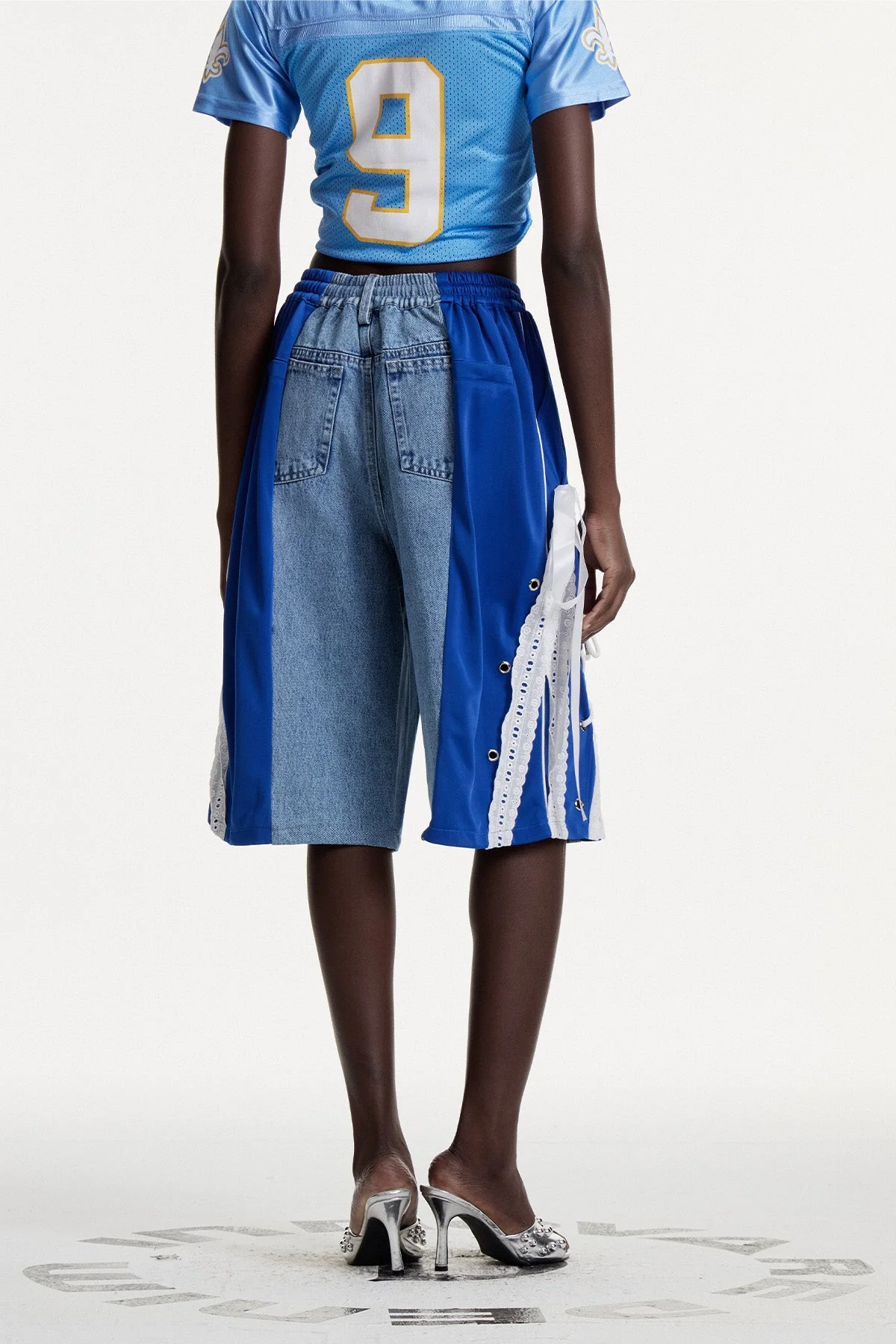 Distinctive Deconstruct Lace-Up Midi Jeans