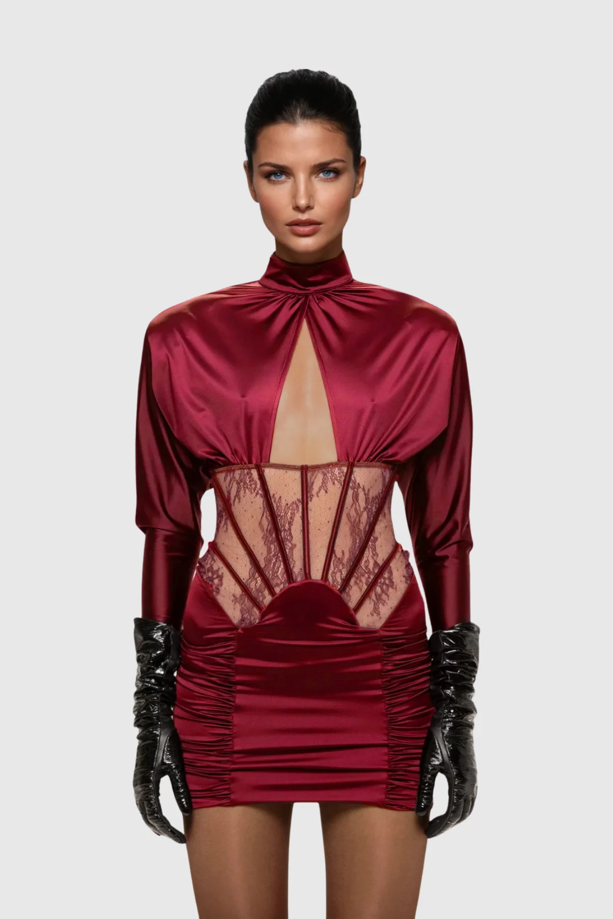 Red Cutout Satin Mini Dress | Edgy Charm and Sophistication