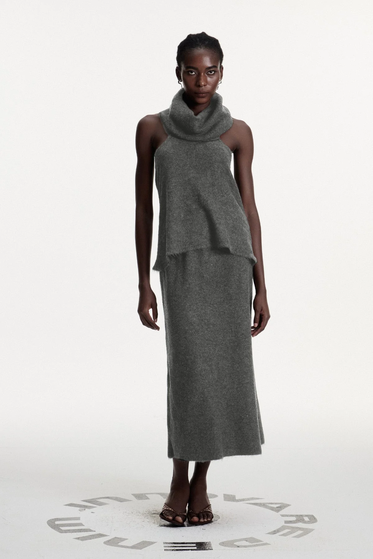 Grey Knit Skirt Set - Elegant & Comfortable