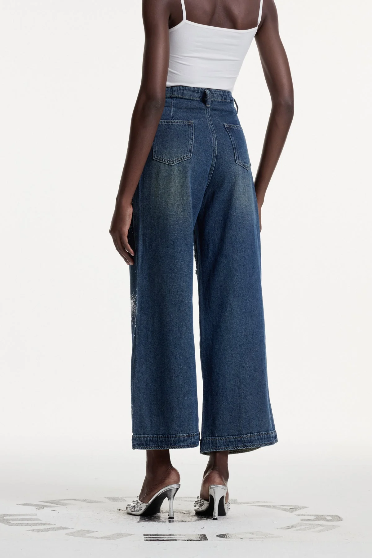 Crystal Embellished Blue Denim Jeans