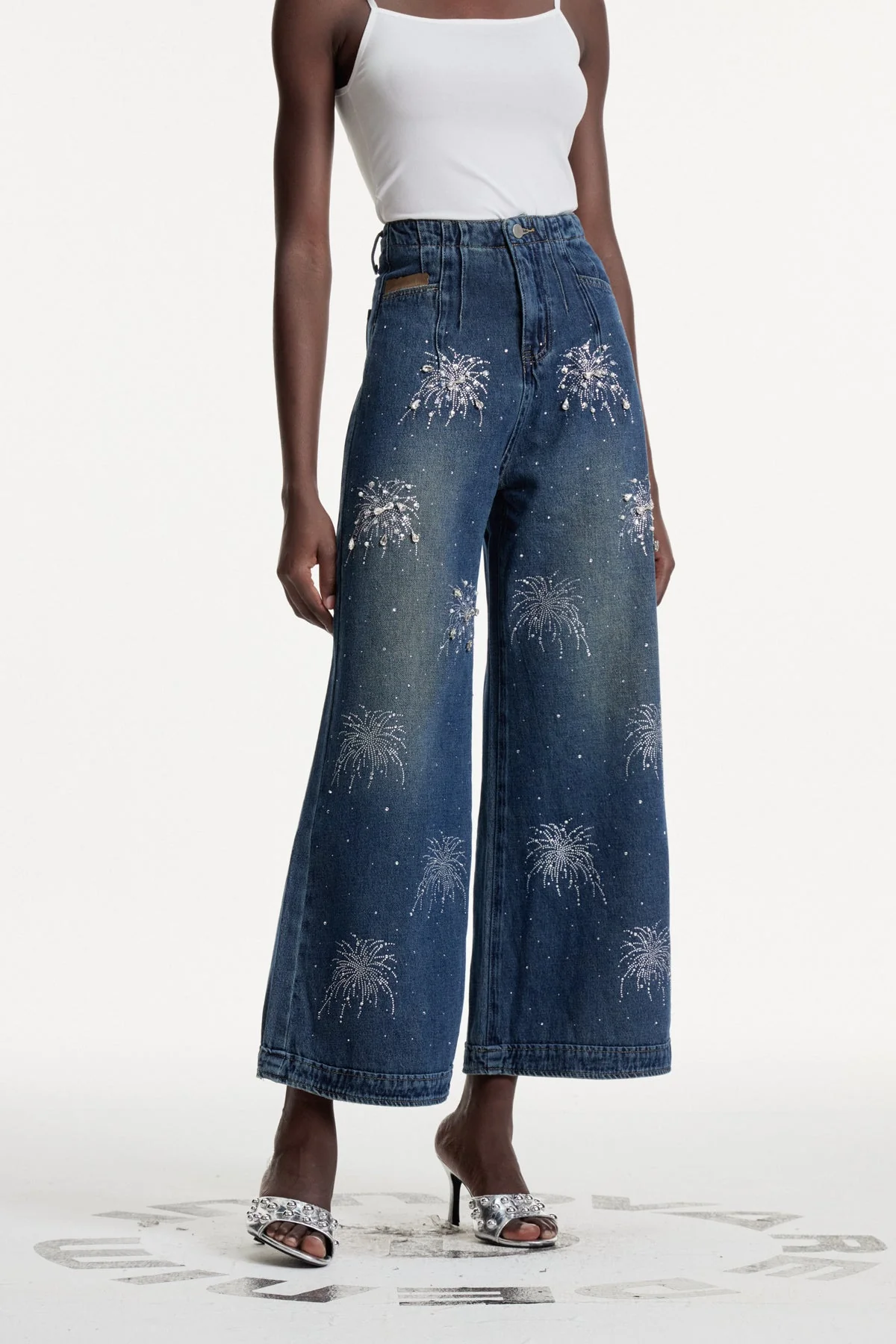 Crystal Embellished Blue Denim Jeans