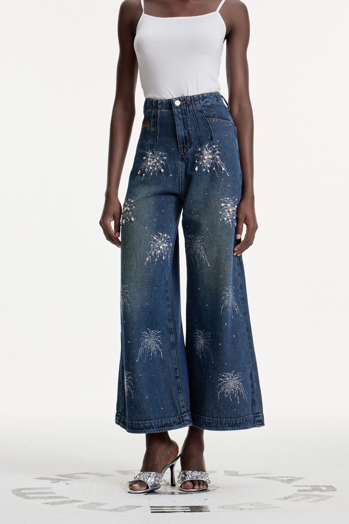 Crystal Embellished Blue Denim Jeans