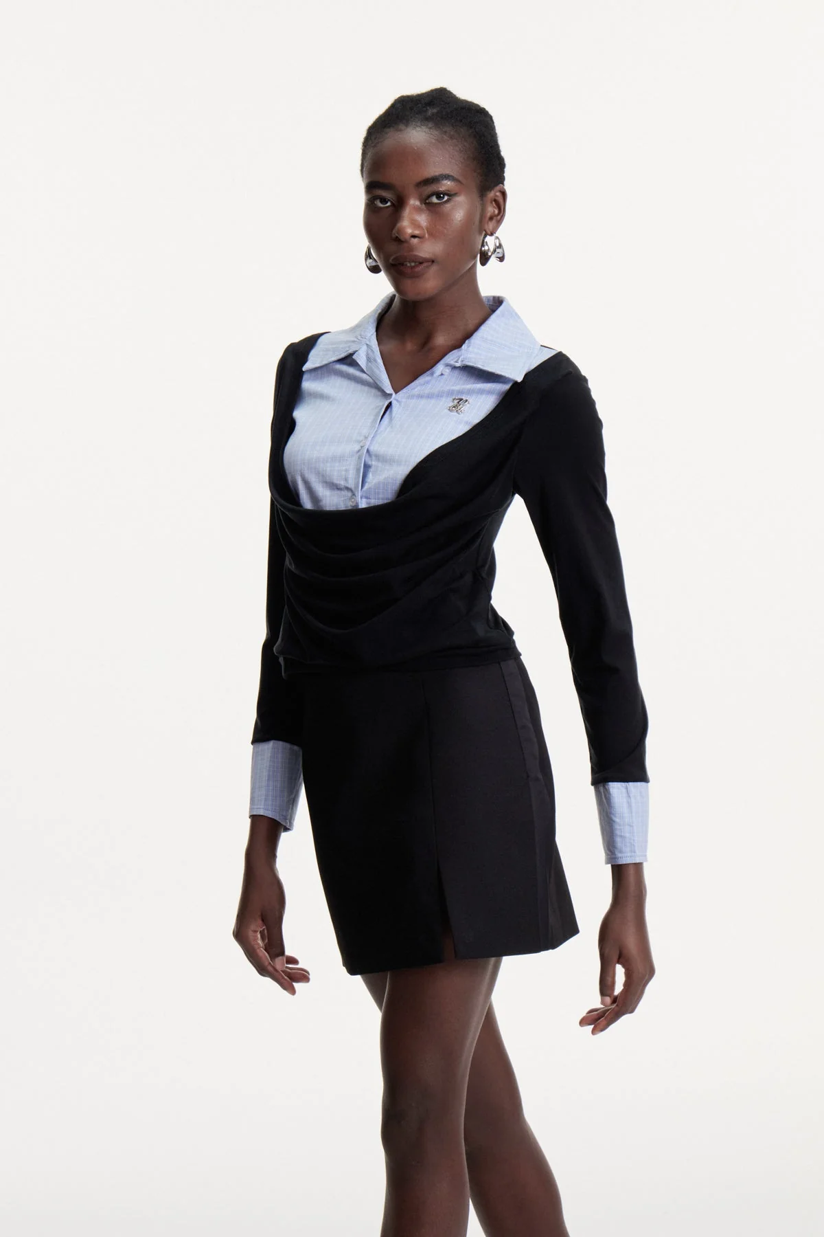 Chic Black Deconstructed Top with Asymmetrical Design