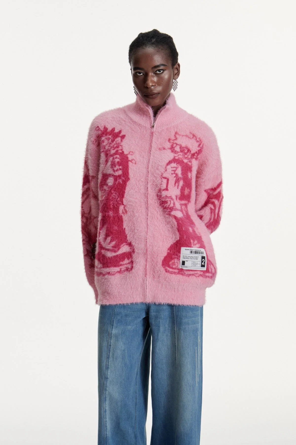 Pink Printed Knit Top for Women