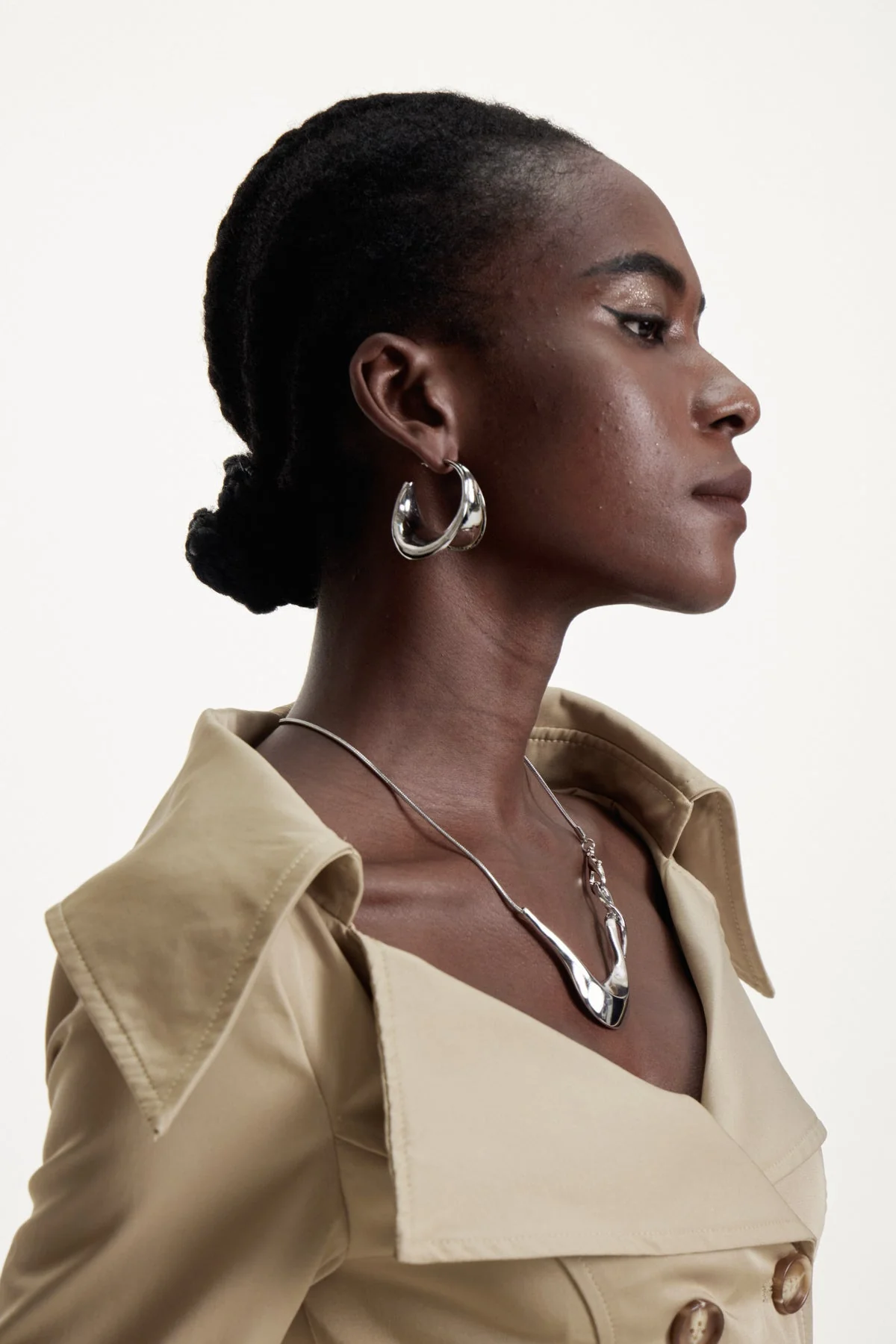 Modern Asymmetric Earring Set in Silver Tone