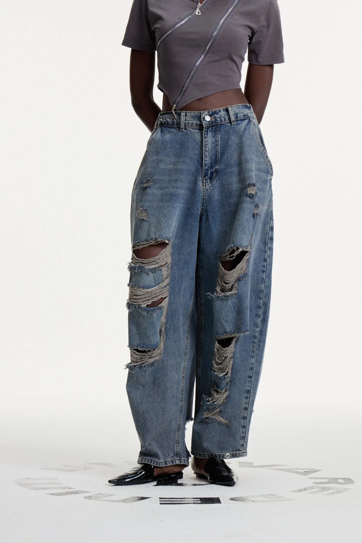 Distressed Cutout Denim Jeans