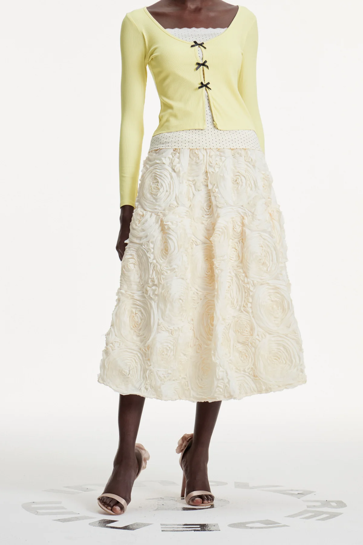 Floral Ruched Maxi Skirt - Elegant Flower Design