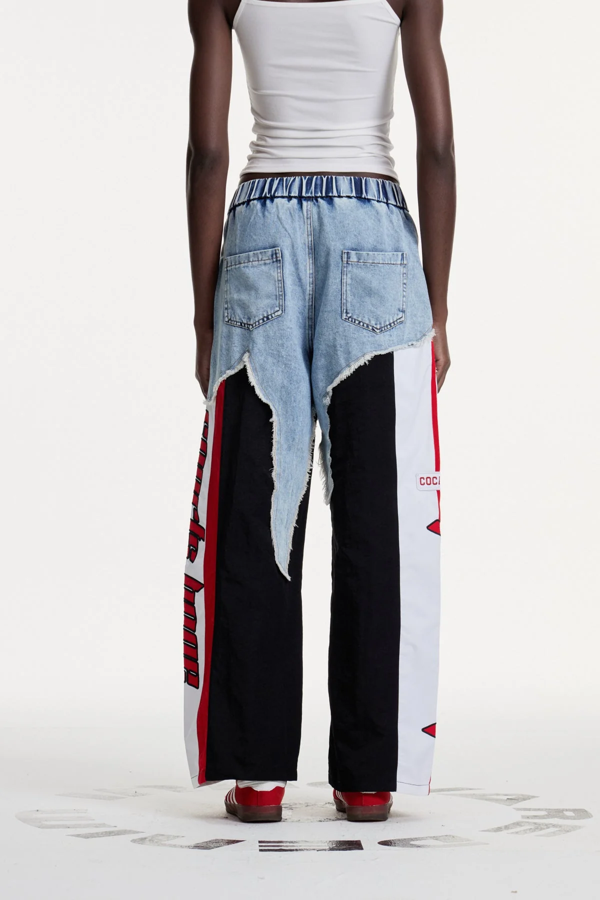 Patchwork Asymmetric Denim Jeans
