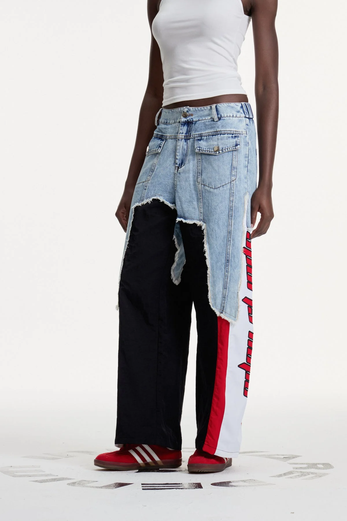 Patchwork Asymmetric Denim Jeans