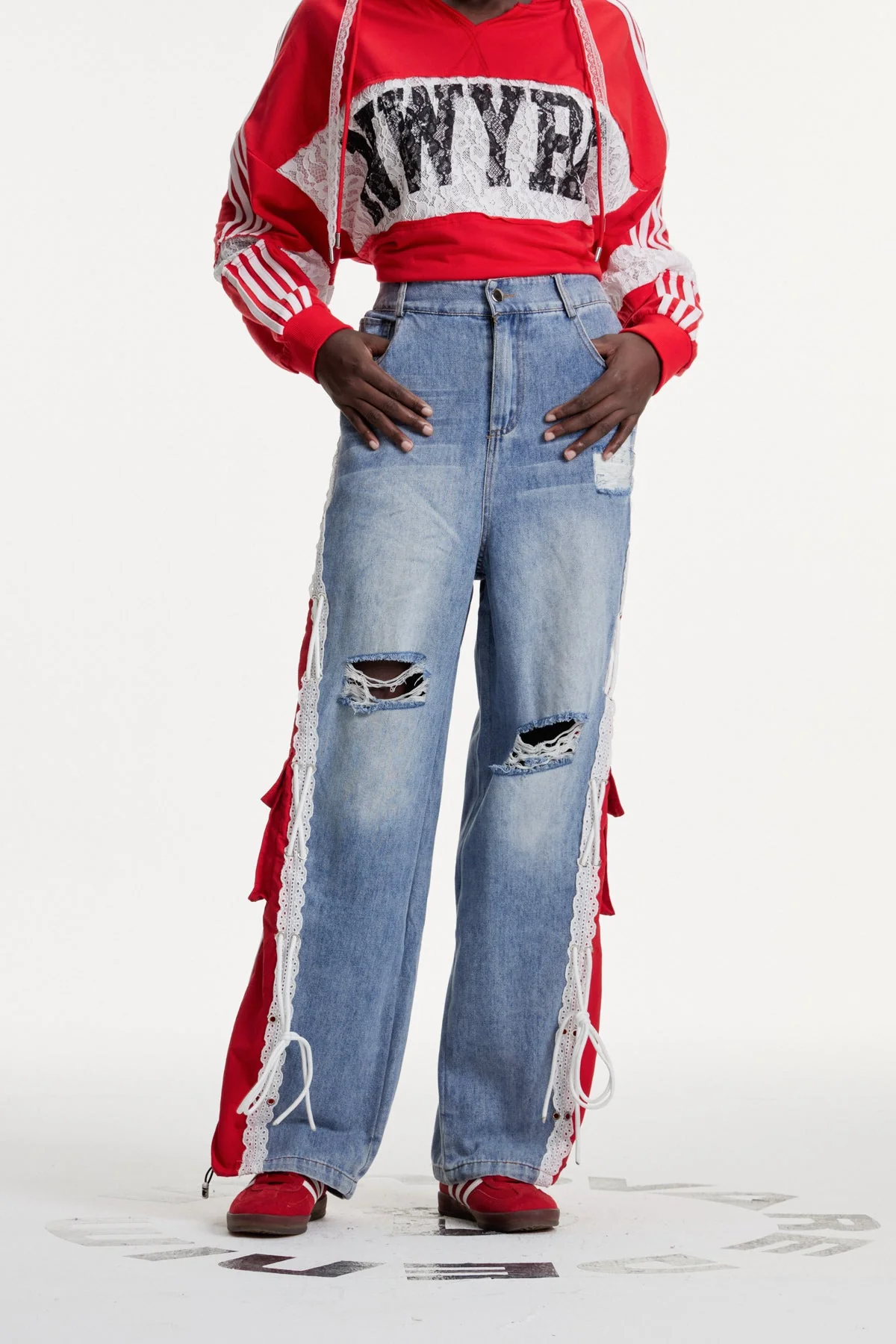 Urban Edge Distressed Striped Jeans for Modern Style