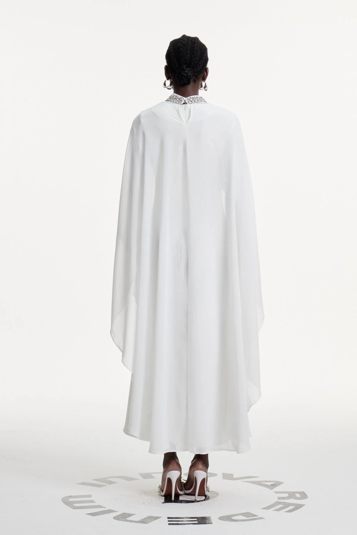 White Shawl Detail Maxi Dress