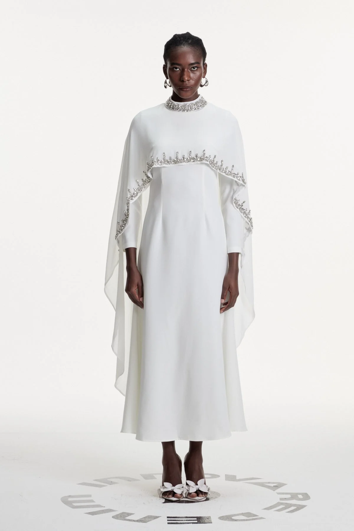 White Shawl Detail Maxi Dress