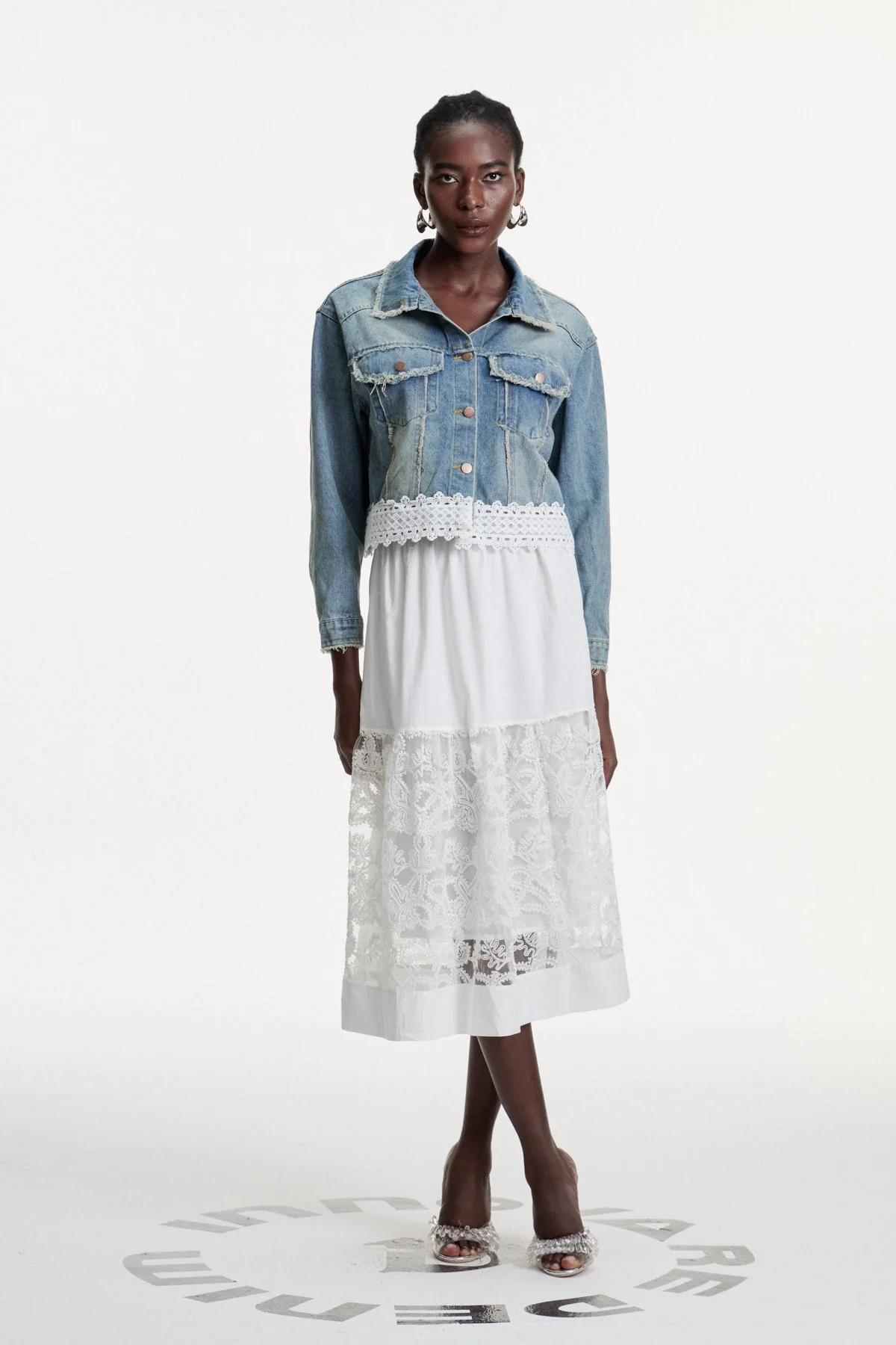 Denim Fringe Deconstructed Jacket in Blue | Premium Design