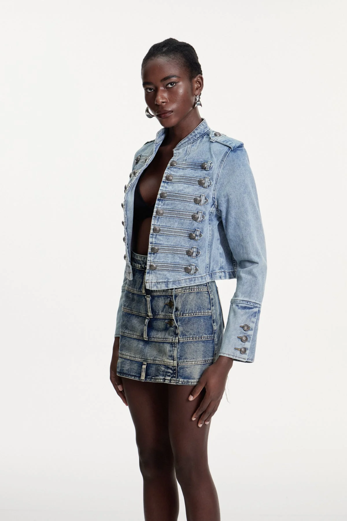 Deconstructed Buckle Denim Jacket - Urban Edge Style