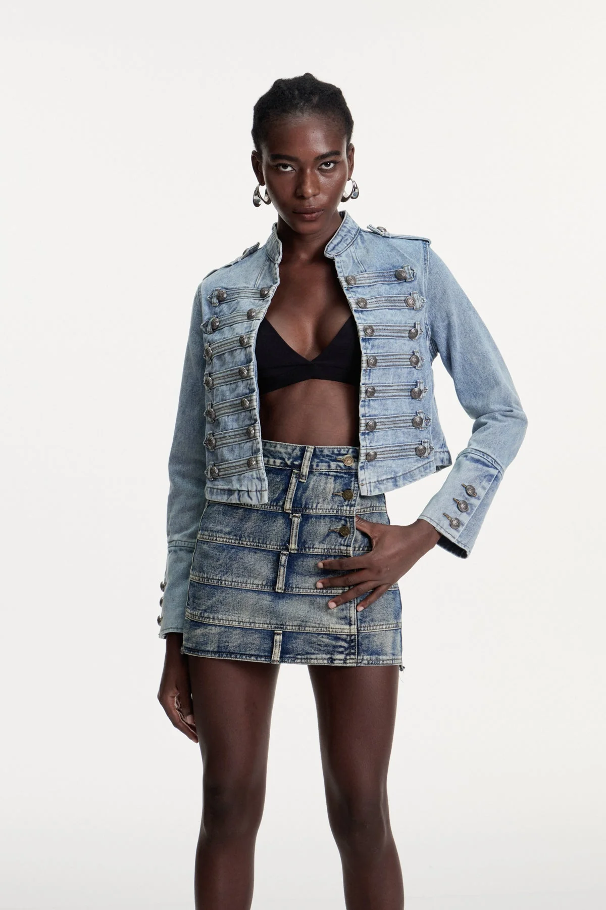 Deconstructed Buckle Denim Jacket - Urban Edge Style